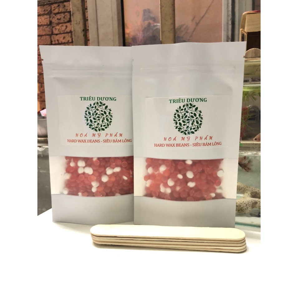 COMBO Chén nấu sáp silicon chống dính + 200gr Sáp tẩy lông Hard wax bean  + 5 que lấy sáp