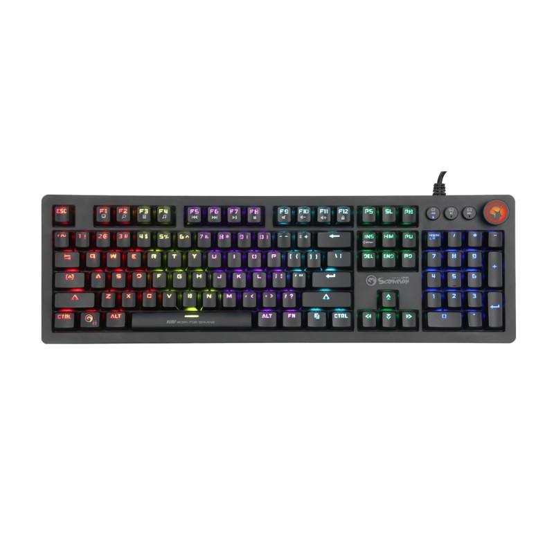 Bàn phím cơ blue switch Marvo KG917 siêu phẩm game PUBG - tích hợp icon thao tác trên keycaps (Đen)