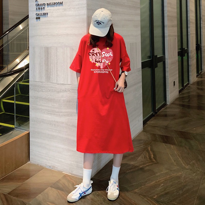 Đầm ZHELIHANGFEI mùa hè dáng dài qua gối rộng có túi chất liệu cotton