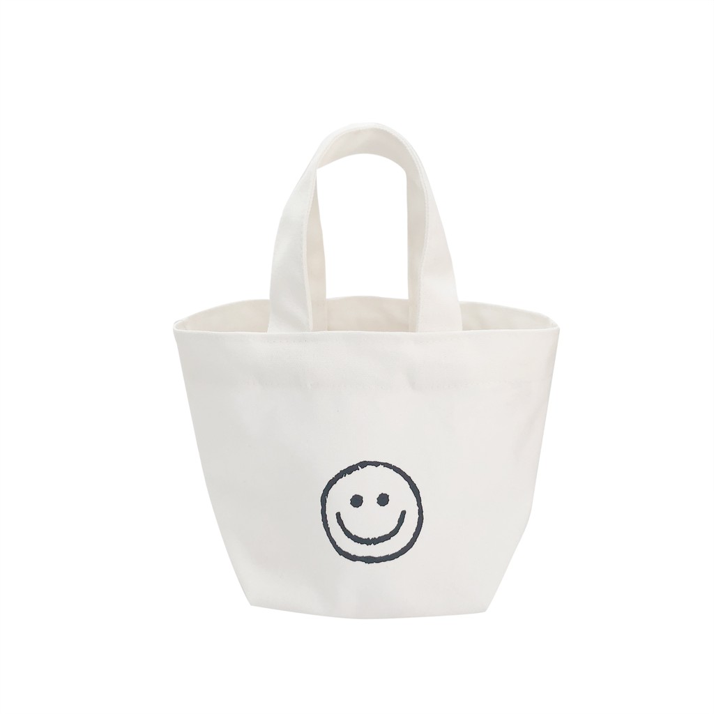 Túi xách bằng canvas nhỏ họa tiết mặt cười xinh xắn cho bé gái