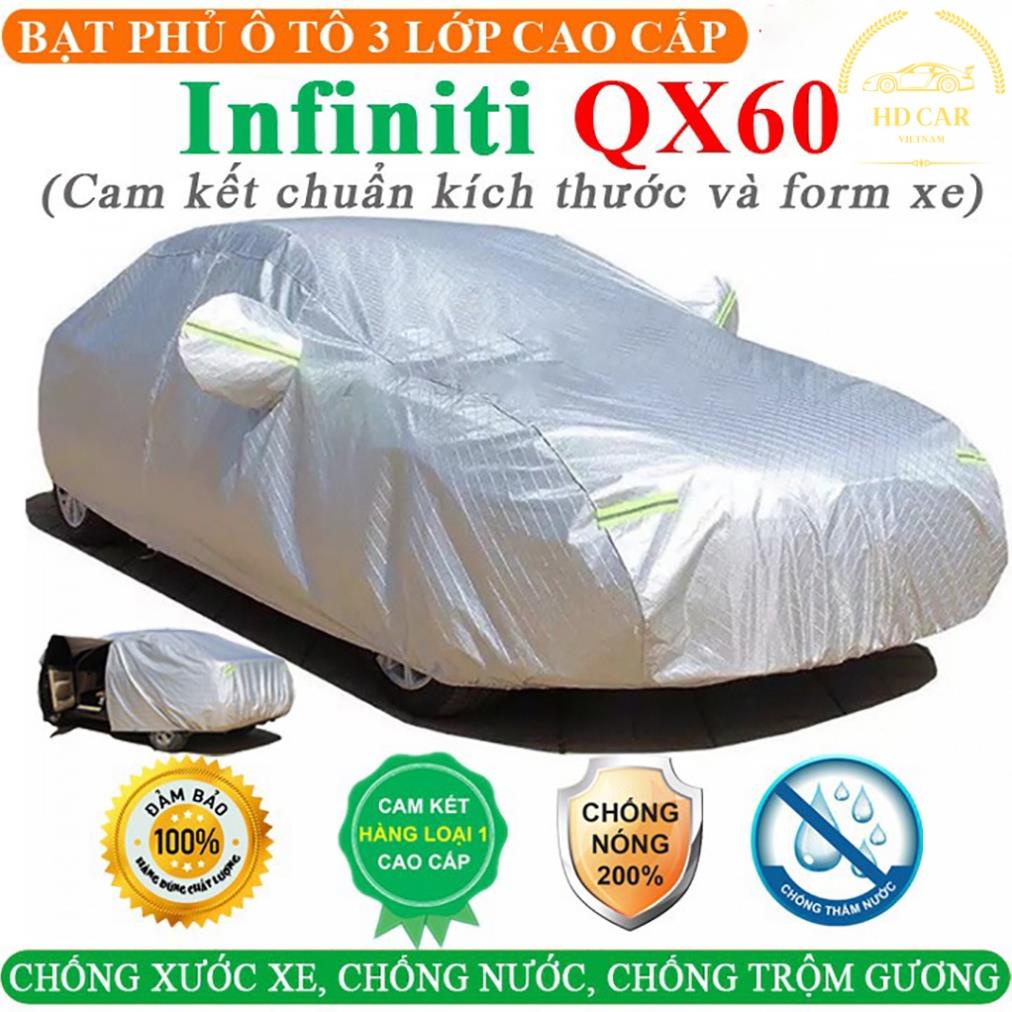 Bạt Phủ Xe Ô Tô INFINITI QX60 3 Lớp Ép Nhiệt Tráng Nhôm, Chống Nắng, C