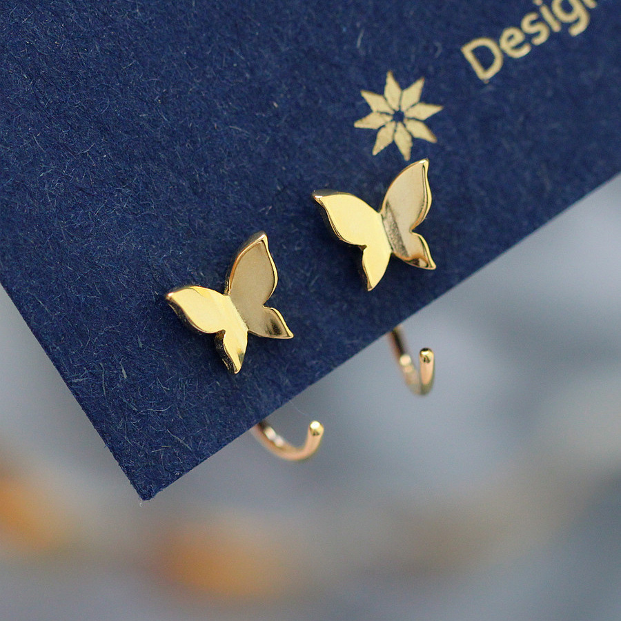 MRS.D【In Stock】100% Sterling Silver Butterfly Ear Hook S925 Earrings Stud Earrings Colors of Zircon Jewelry Gift Ear Clips Minimalist Earring Design Jewelry Girls Allergy Free