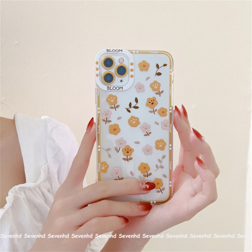 Ốp điện thoại họa tiết bông hoa nhỏ màu xanh và trắng thích hợp cho IPhone 14 13 12 11 Pro Max SE2020