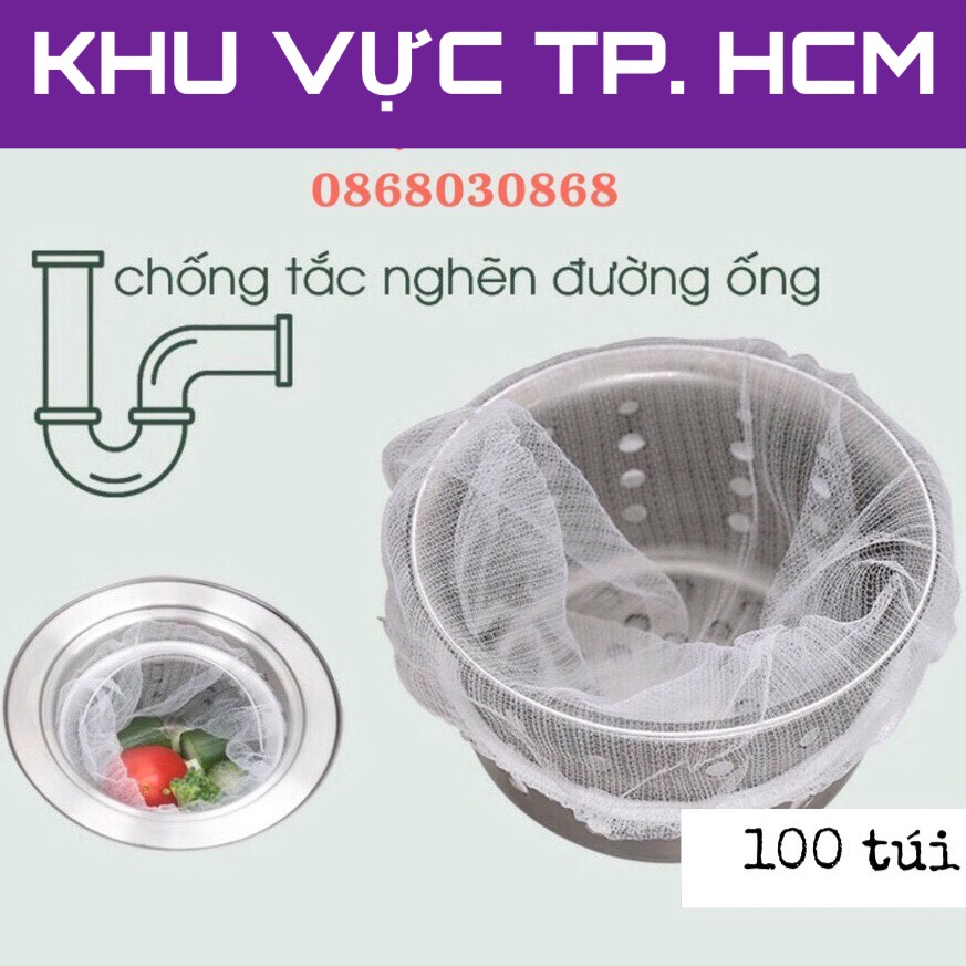 [FreeShip HCM] Combo 100 túi lọc rác bồn rửa chén, bát siêu tiện dụng