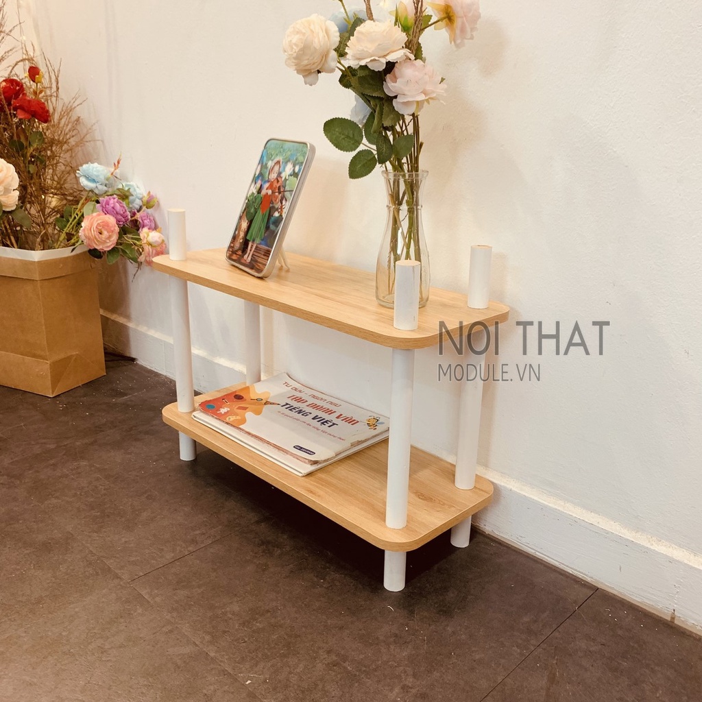 Kệ gỗ decor 3 tầng phong cách hàn quốc, trang trí phòng ngủ, phòng khách, nhà bếp