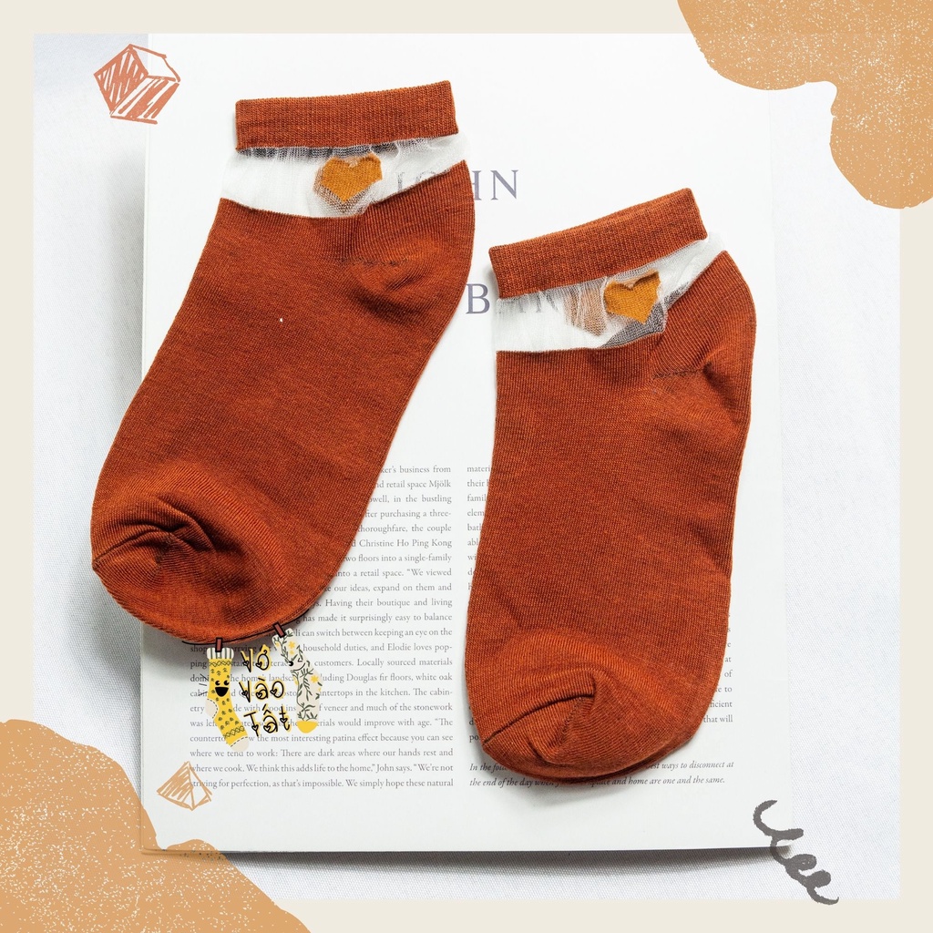 TẤT VỚ NỮ CỔ NGẮN TIM TRONG SUỐT