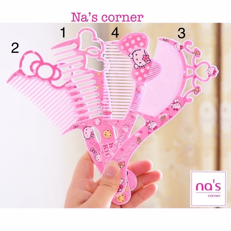 Lược nhựa dài 21.5cm size lớn Hello Kitty dễ thương nơ màu vintage cán cầm tay