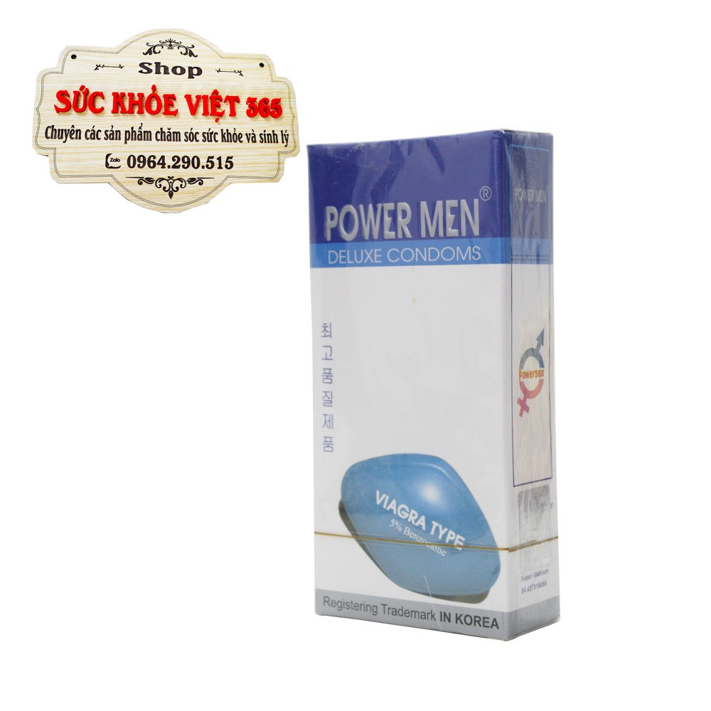 Bao cao su (condom - bcs) siêu mỏng kéo dài thời gian Powermen hình viên thuốc Viagra (hộp12 cái)