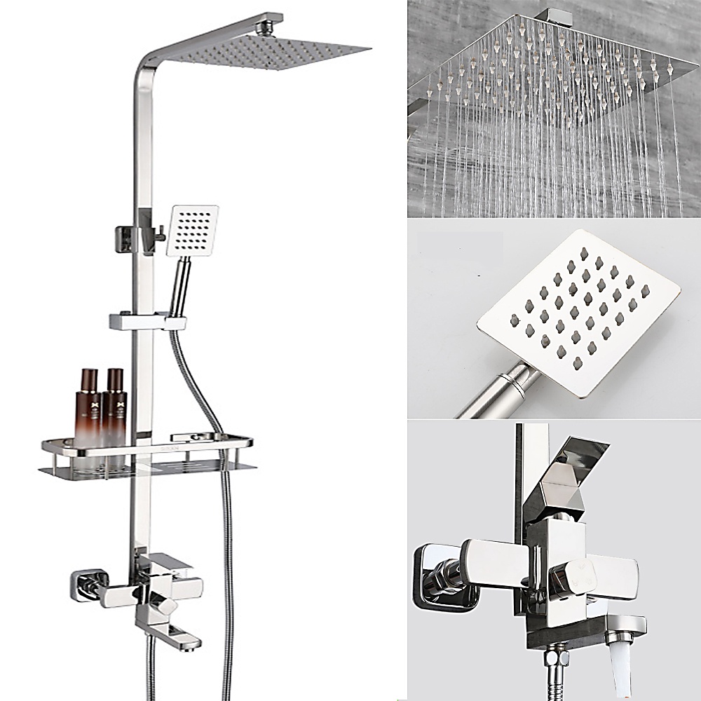 Bộ Sen Cây Tắm Đứng AV-3001 Tăng Áp Nóng Lạnh Thân Vuông Bóng Sang Trọng - Có Điều Chỉnh Chiều Cao