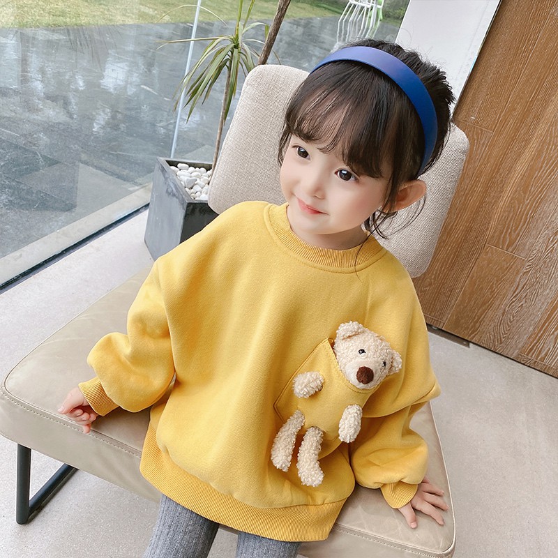 Áo sweater có túi áo hình gấu dễ thương cho trẻ em