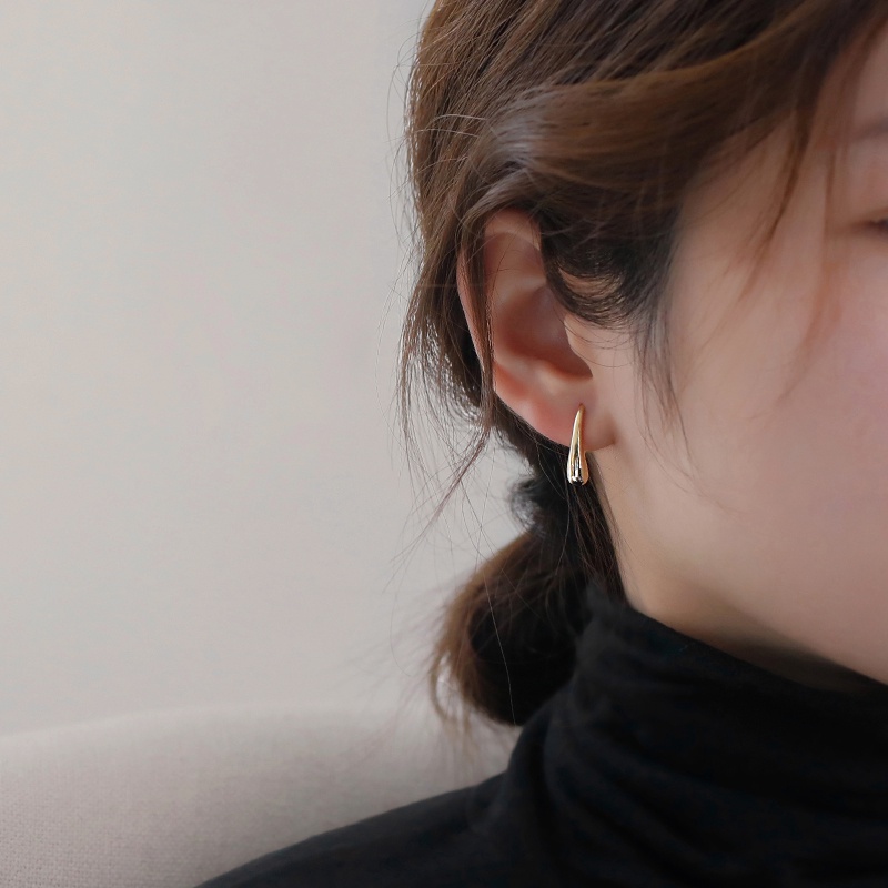 Bông Tai Basic , Khuyên tai nữ titan hình giọt nước đơn giản Retro, Vintage Ivy.acc H56