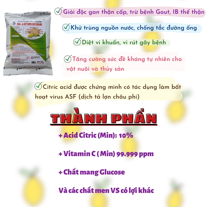 AXIT HỮU CƠ CHANH: Phòng Trừ Các Bệnh Nhiễm Khuẩn, Virus, Tăng Cường Lợi Khuẩn Cho Vật Nuôi