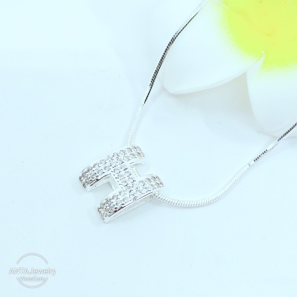 Dây chuyền bạc Ý 925 mặt chữ H cao cấp đính đá pha lê sang trọng ANTA Jewlery - ATJ5502-D