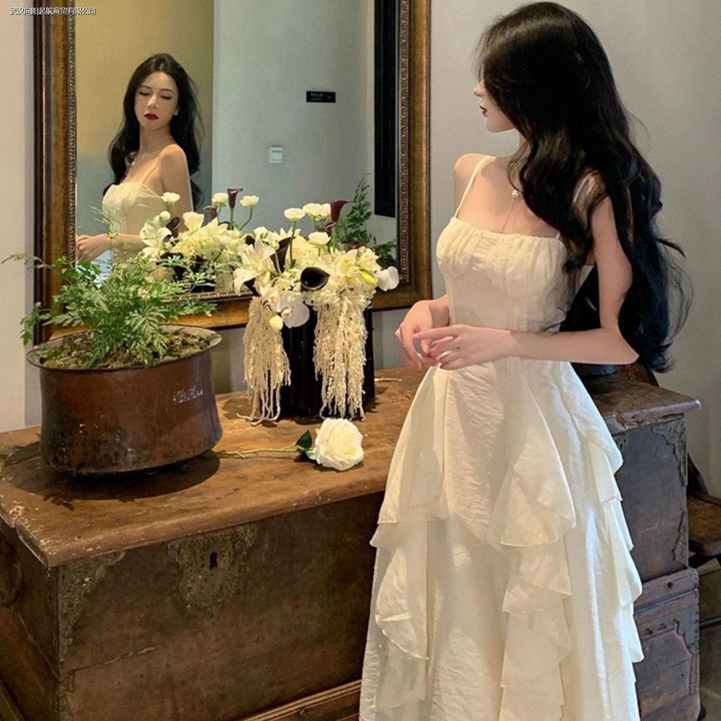 Đầm Hai Dây Dáng Ôm Phong Cách Retro Pháp Ngọt Ngào Thời Trang Hàng Mới