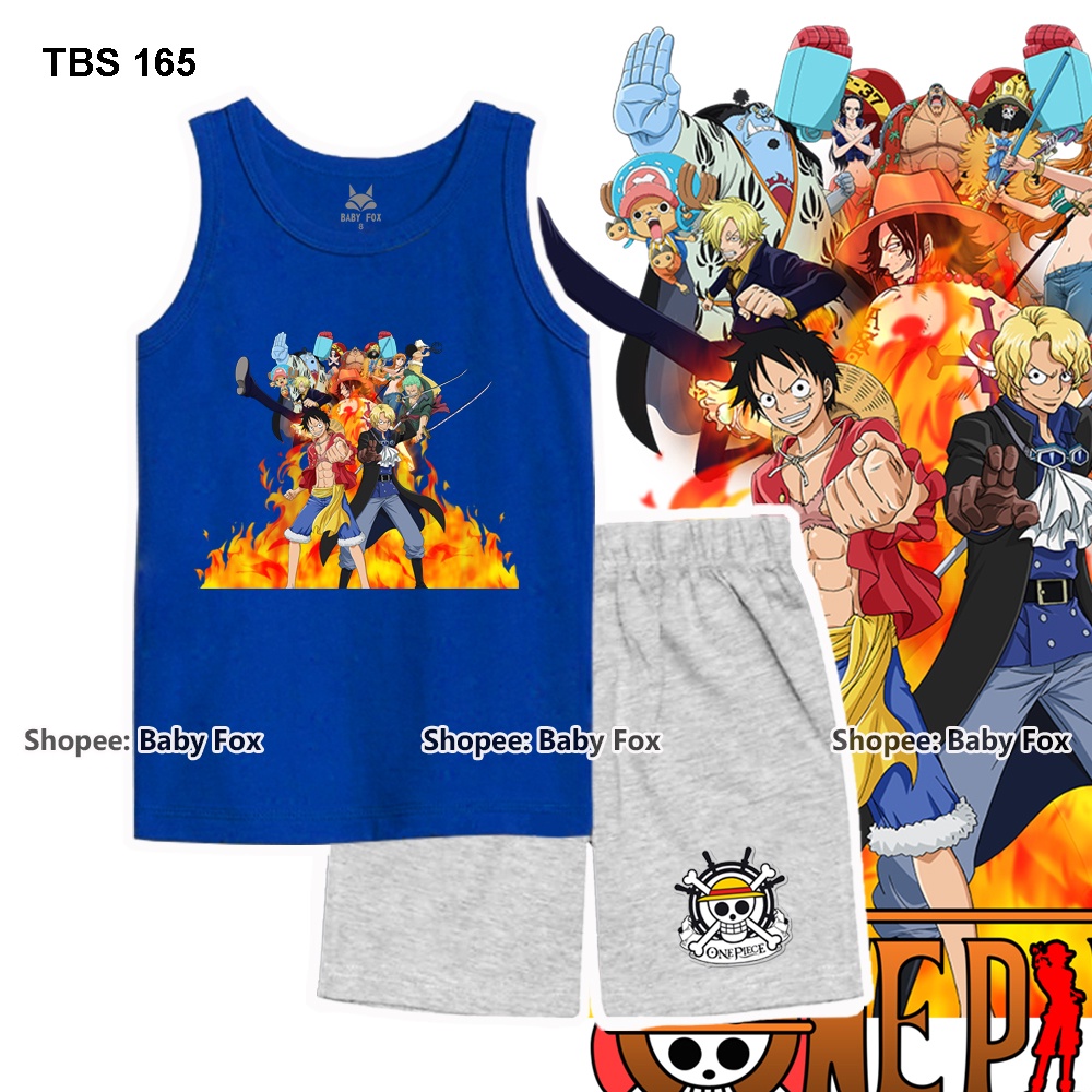 Bộ sát nách bé trai 100% cotton loại tốt, BABY FOX, One Piece, Luffy, Zoro n