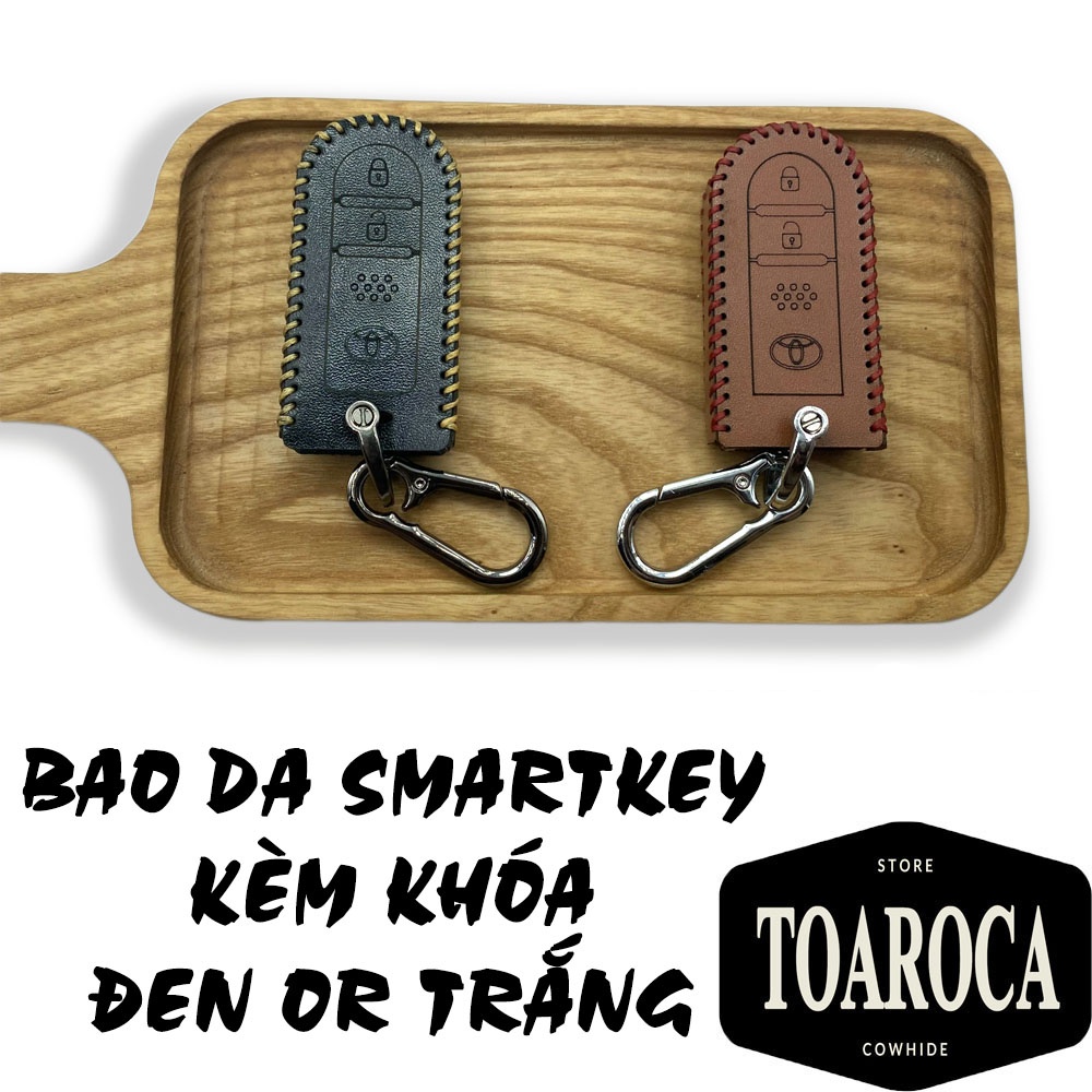 Bao Da Chìa Khóa Smartkey Toyota Rush 2018-2020, Wigo 2020 2 nút bấm Da Bò Cao Cấp Handmade Toaroca