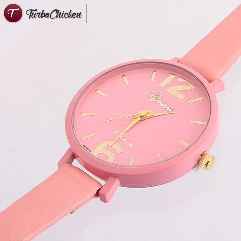 【COD】 Women Watch Candy Jelly Color Genuine Leather Analog Dress Wrist Watch