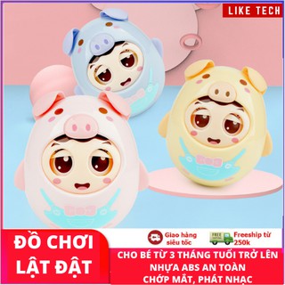 ĐỒ CHƠI LẬT ĐẬT HÌNH MẶT HEO DỄ THƯƠNG CHO BÉ, NHẮM MỞ MẮT, PHÁT NHẠC CHẤT LIỆU AN TOÀN CHO TRẺ NHỎ