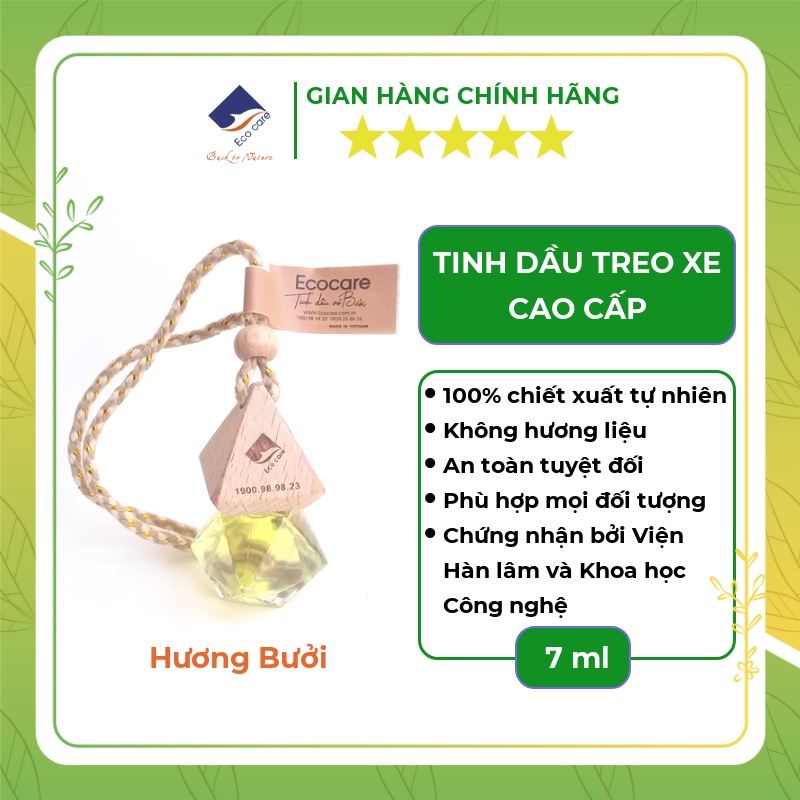 Tinh dầu nguyên chất treo xe Ecocare 7ML hương bưởi