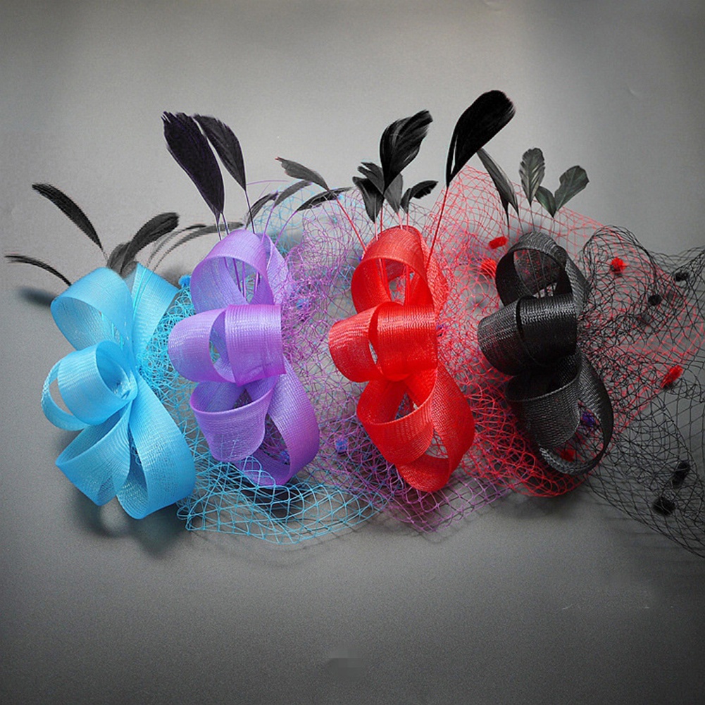 Mũ kẹp tóc phối nơ và lông vũ phong cách cổ điển thời trang nữ thanh lịch