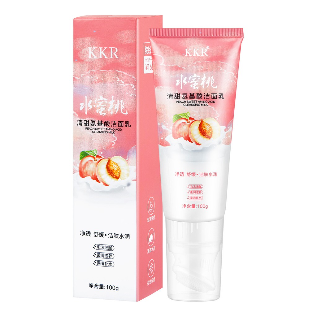 Sữa Rửa Mặt Kèm Cọ Silicon KKR25 Quả Đào Dưỡng Trắng Dưỡng Ẩm Da 100g