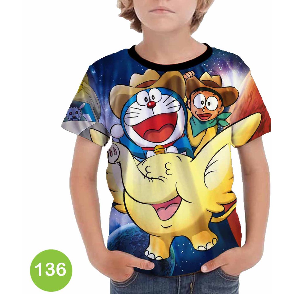 Áo Thun Cotton In Hình Doraemon 3D Thời Trang Cho Bé-136