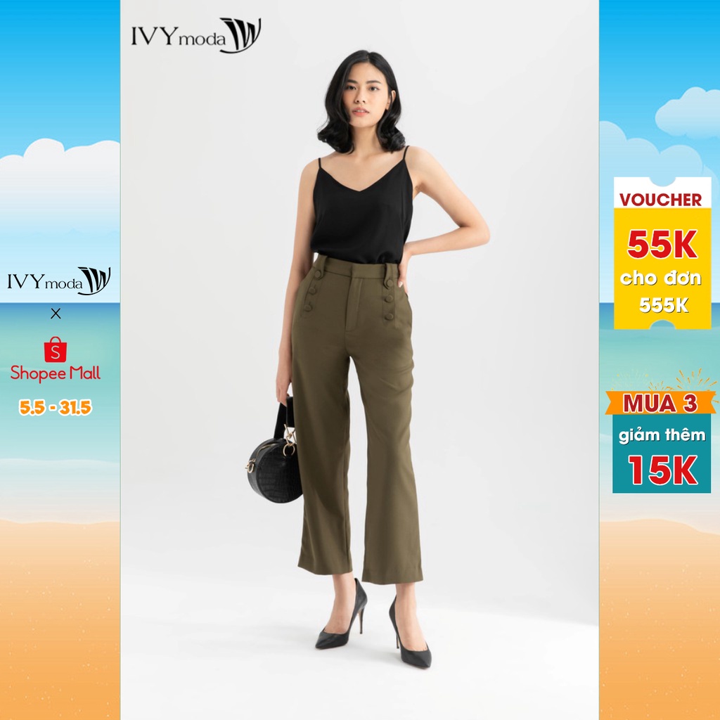 [NHẬP WABRTL5 GIẢM 10% TỐI ĐA 50K ĐH 250K ]Quần dài nữ ống đứng IVY moda MS 22M6142