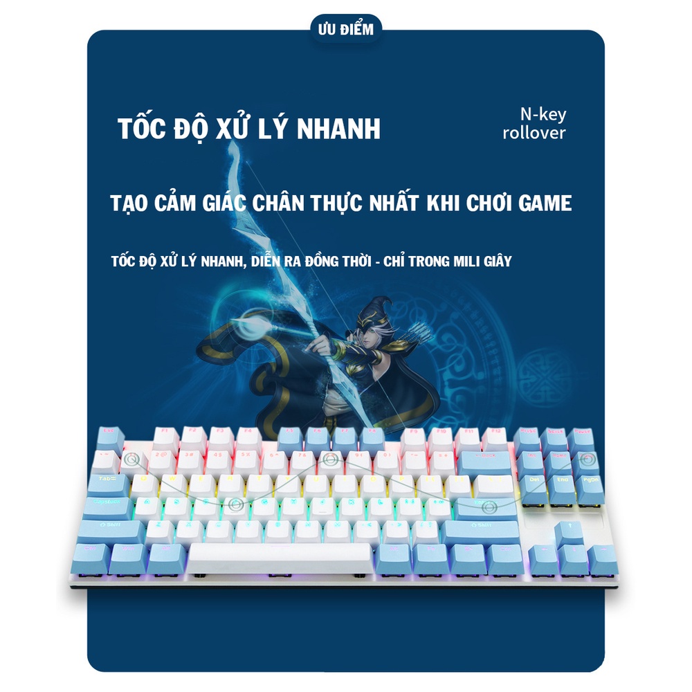 Bàn phím cơ Layoutt TKL 87 phím KA800-KY400 Blue switch,bàn phím cơ gaming