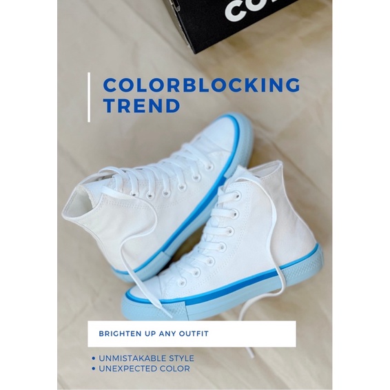 Chuck All Star Popped Colour White | Giày Converse Trắng Phối Đế Xanh