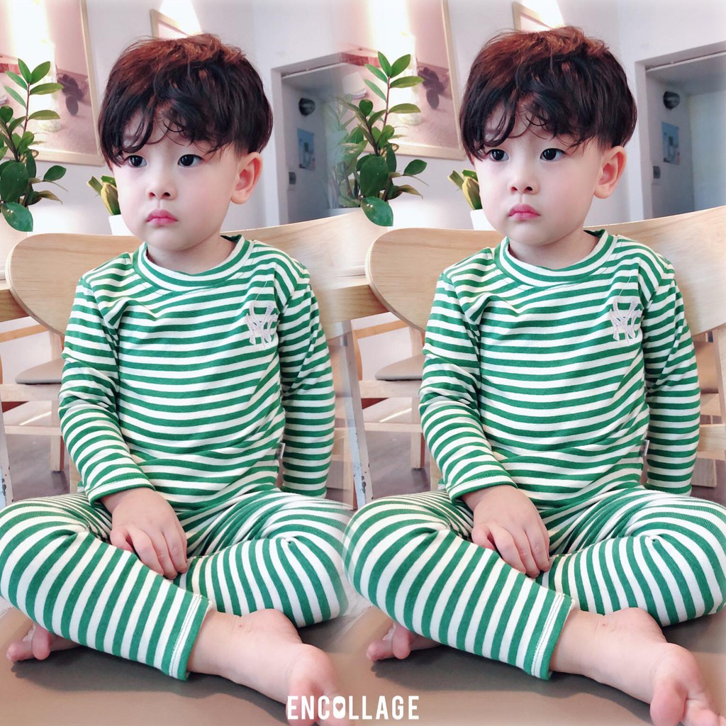 Bộ cotton len kẻ NY siêu hot cho bé trai, bé gái
