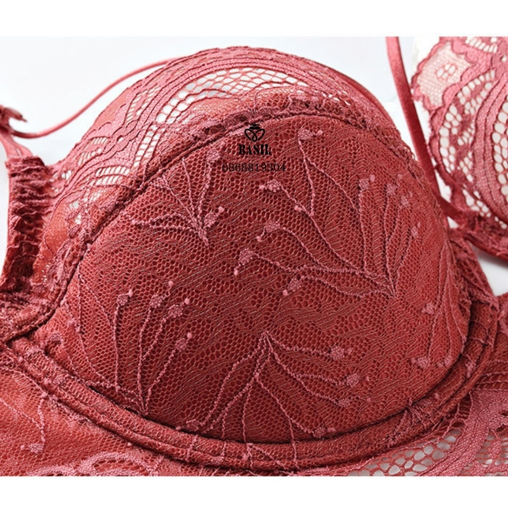 Bộ đồ lót BS06 Basil nữ đệm mỏng có gọng nâng ngực dây đan chéo ren mềm