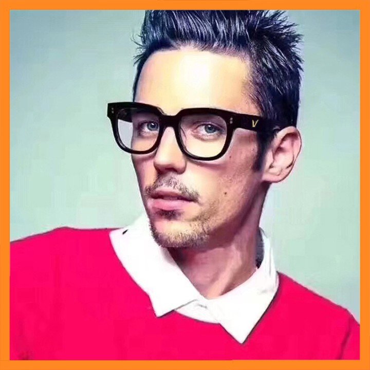 Kính V Nam Gọng To Mắt Kính Trắng Trong Giả Cận Kèm Hộp Đựng Khăn Lau | BigBuy360 - bigbuy360.vn