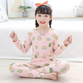 Bộ bé gái dài tay mặc nhà cotton hoạ tiết size đại 15kg - 40kg