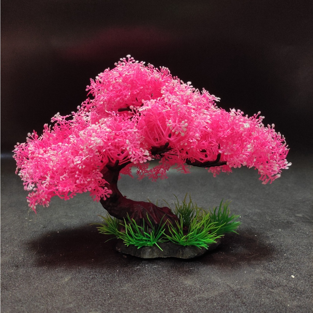 Cây cảnh nhựa trang trí bể cá - cây 1 tán bonsai