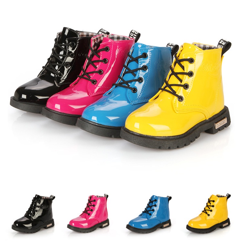 Giày boot martin vải da siêu nhẹ chống trượt thoải mái nhiều màu dành cho bé 1-12 tuổi