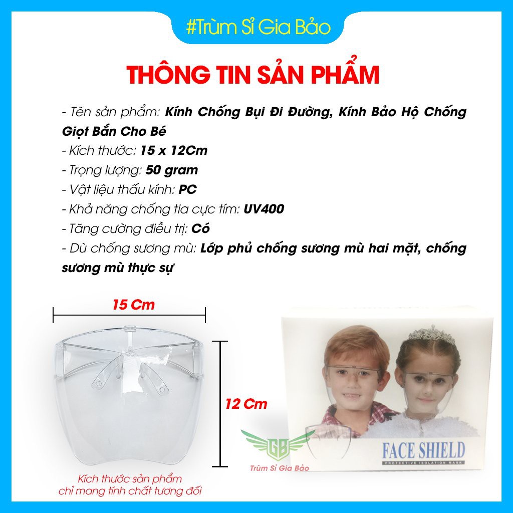 [CHÍNH HÃNG - GIÁ TỐT] Kính chống giọt bắn phòng dịch bảo hộ trẻ em , người lớn trong suốt, an toàn, uy tín