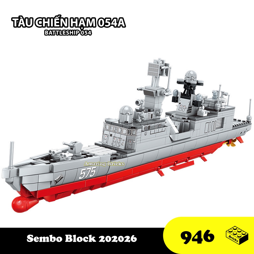 Đồ chơi Lắp ráp Thuyền chiến hộ vệ loại 054A, Sembo Block 202026 Xếp hình thông minh, Mô hình tàu chiến [946 Mảnh ghép]