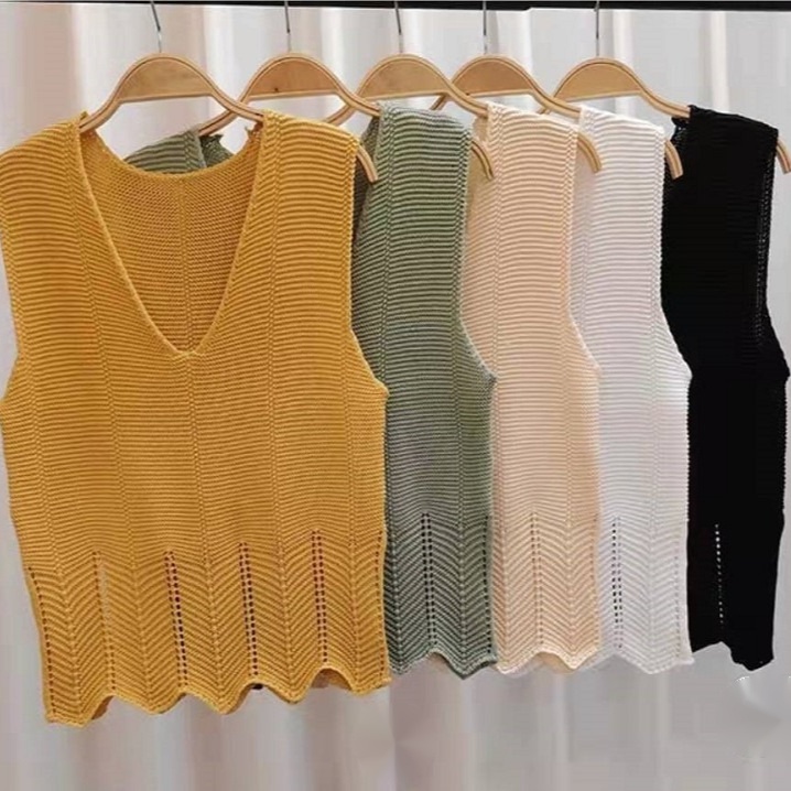 Áo Len Không Tay Cổ Chữ V Form Rộng Thời Trang Mùa Hè Mới