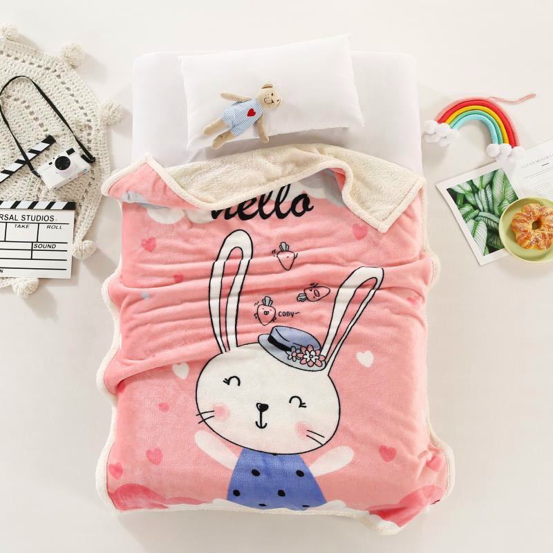 Chăn lông cừu trẻ em 2 lớp loại dày cho bé, chăn cho bé đi học đến trường - (Size 1m4 x 1m siêu ấm)