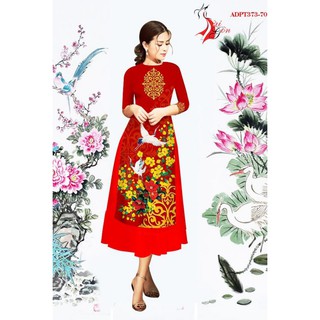 Set áo dài cách tân in hình hạt trắng + Chân váy xòe