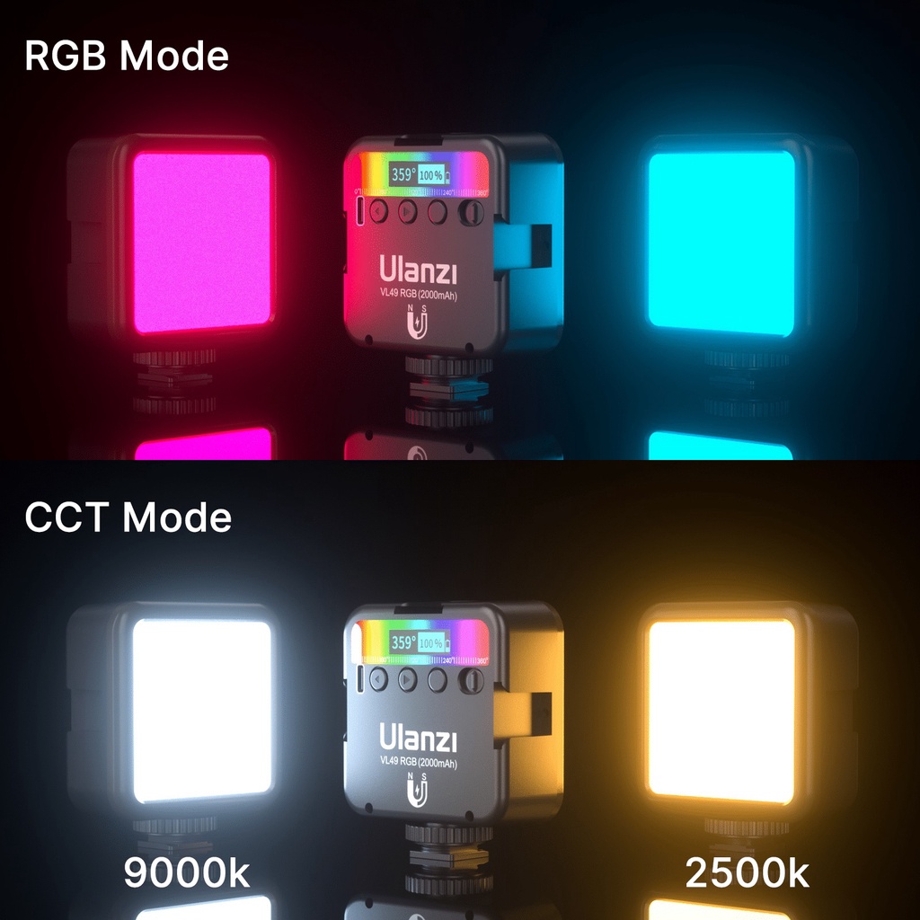 Đèn led mini cho điện thoại, máy ảnh, máy quay phim Ulanzi VL49 Led RGB