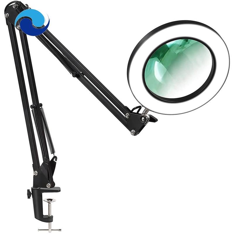 Kính Lúp Có Giá Đỡ Đèn LED 3 Màu Dùng Đọc Sách Và Sửa Chữa Tiện Dụng