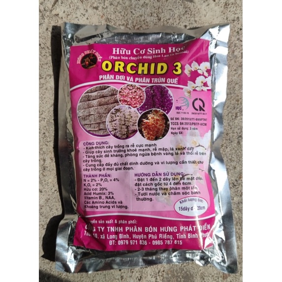 Phân túi lưới hữu cơ sinh học Orchid 3 Phân dơi và phân trùn quế - 1 gói 15 dây 20cm