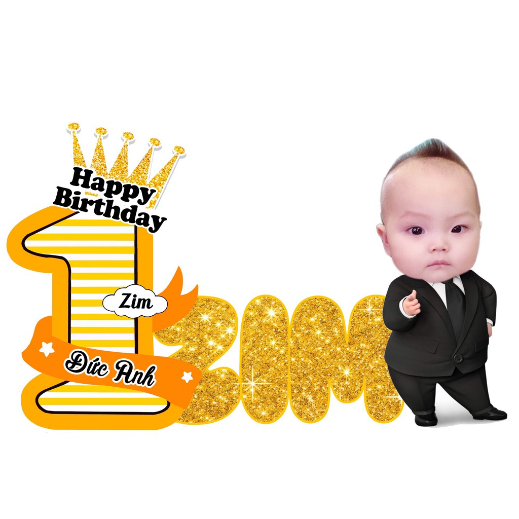 Bảng tên để bàn kèm chibi sinh nhật cho bé 30x42cm