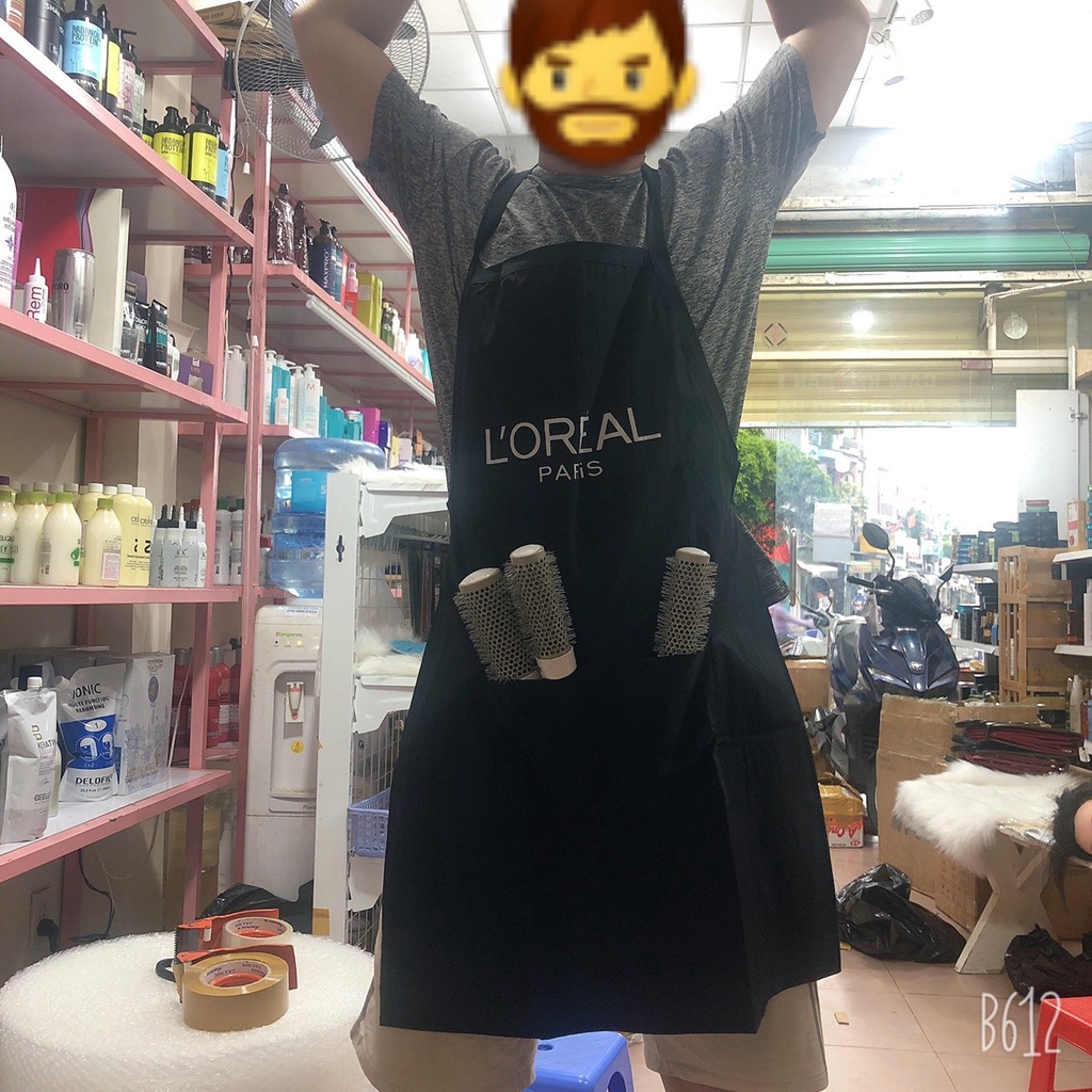 [giá rẻ] Áo choàng cắt tóc Loreal màu đen dành salon tóc, tại nhà