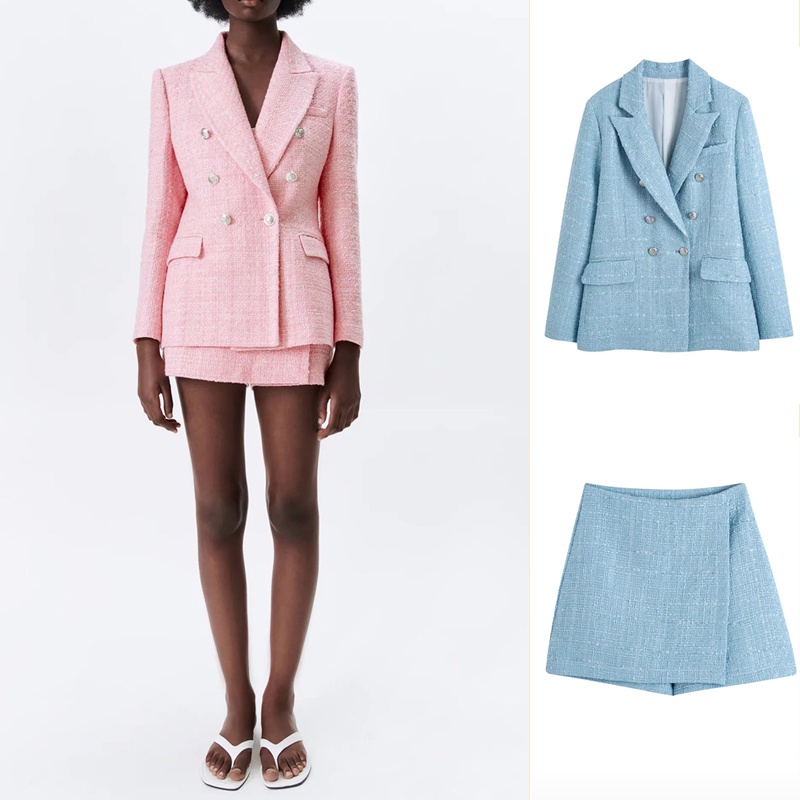 ZARA Bộ Áo Khoác Blazer + Quần Culottes Phong Cách Chanel Âu Mỹ 22 Kiểu Sang Trọng 3130651 2647651