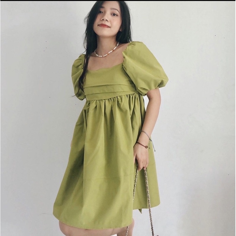 Váy Babydoll Thô Nơ Sau Tay Phồng 5 Màu Siêu Xinh Có Ảnh Thật Kèm Video