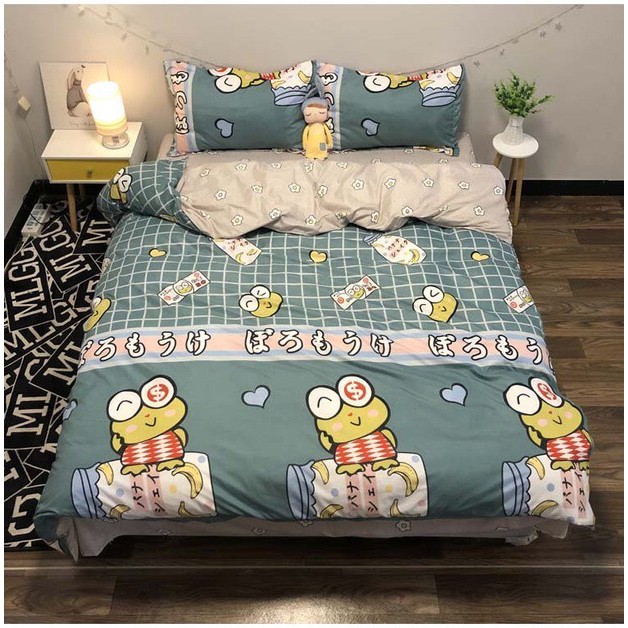 Bộ Chăn Ga Gối Cotton Poly Nhập Khẩu Ếch Con