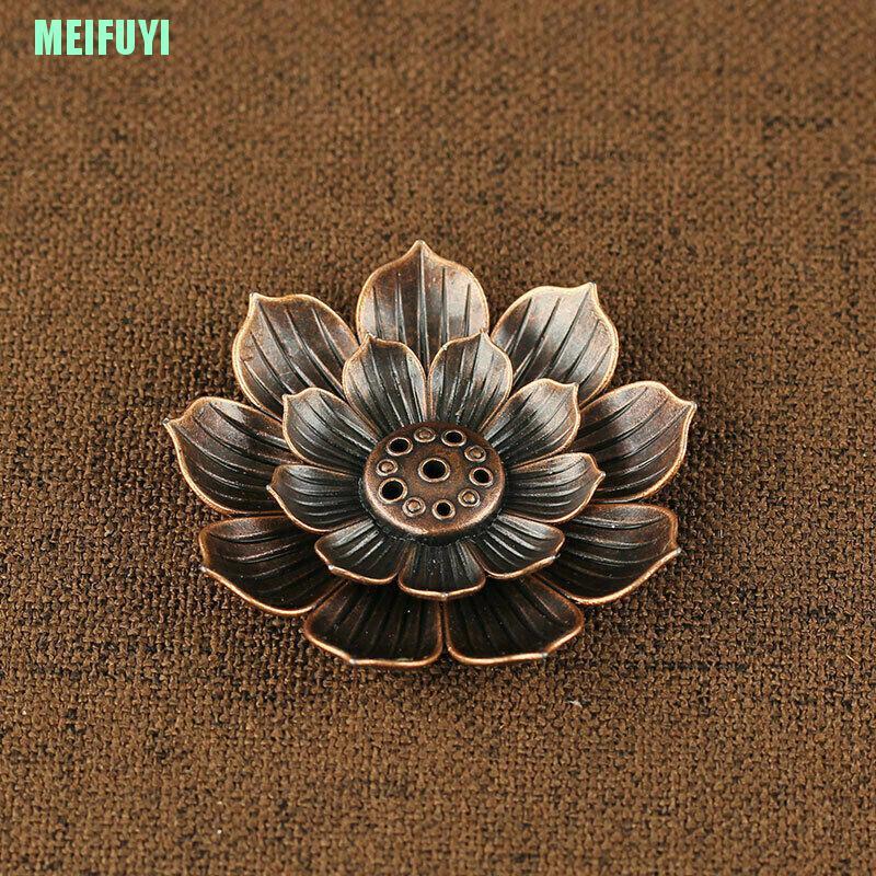 Đĩa cắm nhang hình hoa sen làm bằng hợp kim phong cách Phật Giáo