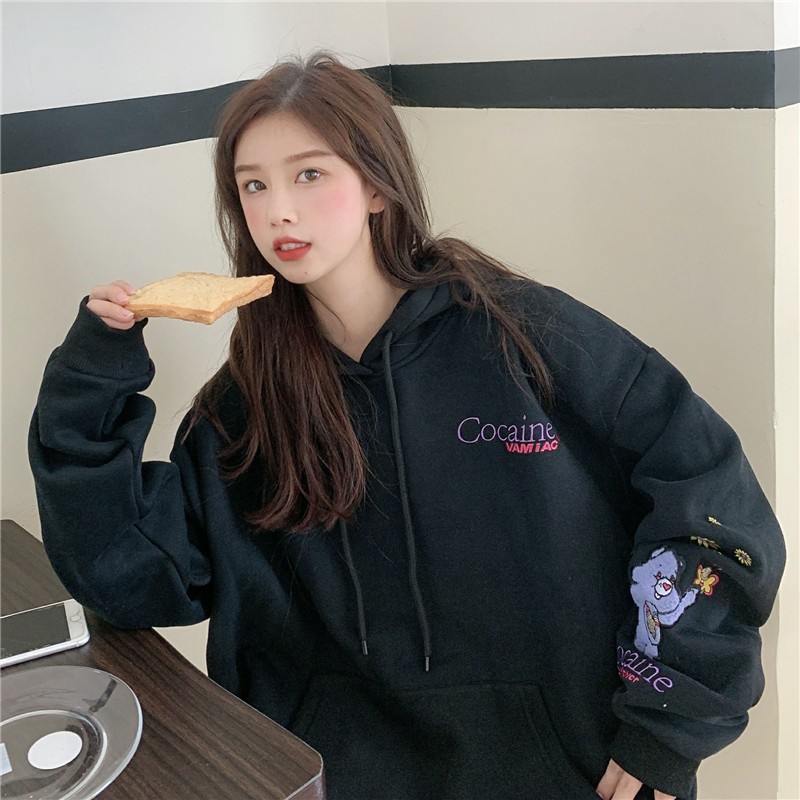 [áo hoodie nữ form rộng] áo hoodie nữ unisex form rộng COCAINE mặc nhà đi chơi thời trang học sinh hàn quốc | BigBuy360 - bigbuy360.vn